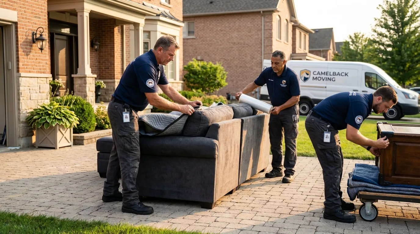 Large estate moving crew wrapping furniture in Scott, LA