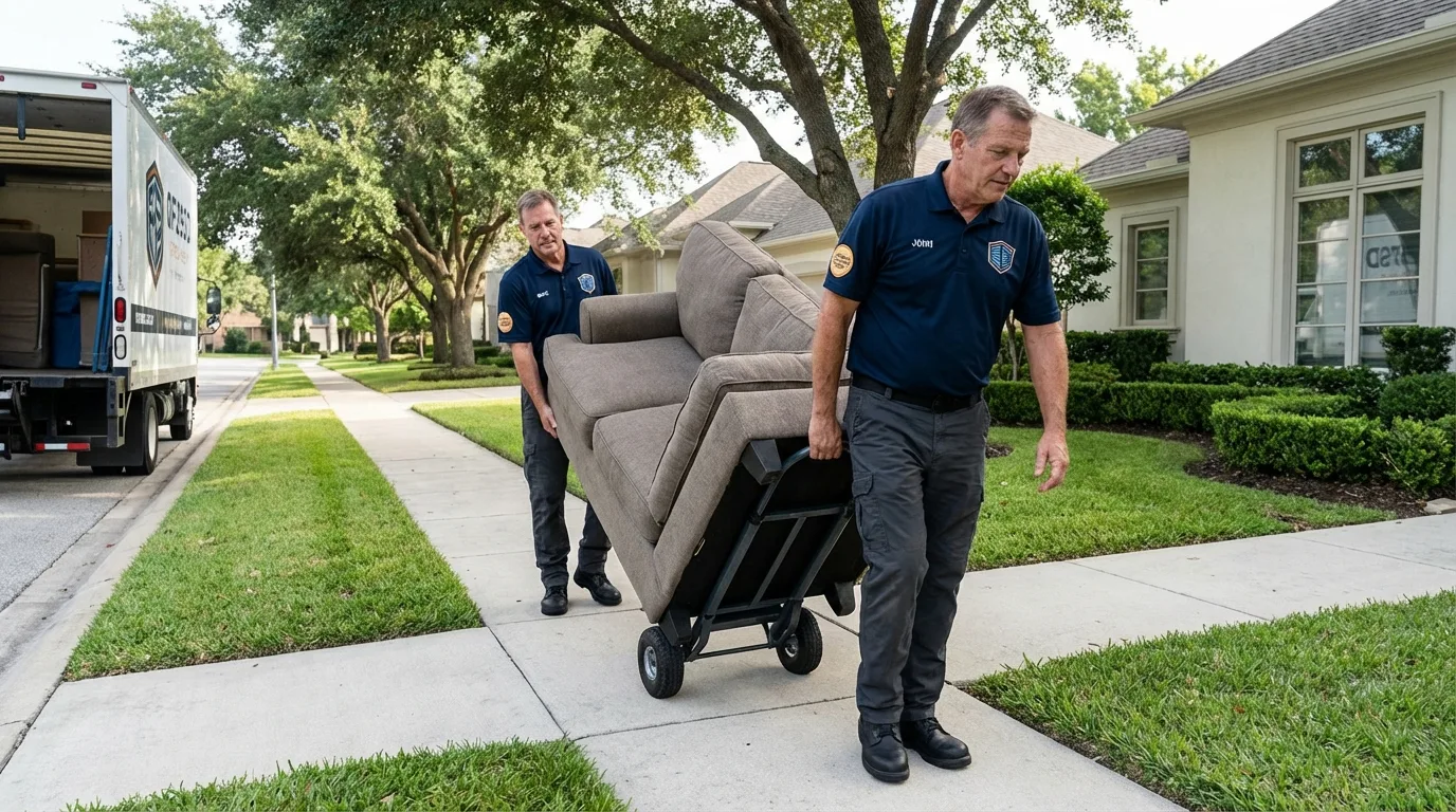 Local residential moving crew loading furniture in Scott, LA